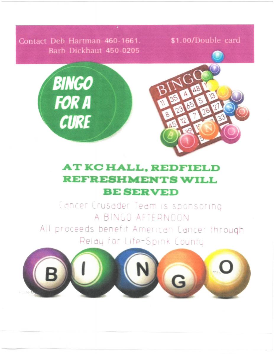 Event Promo Photo For Bingo for a Cure -Cancer Crusader Team.  Relay for Life